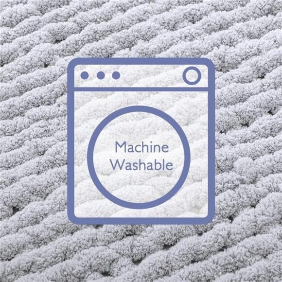 Chunky Knit Blanket Throw 51"x63", 100% Hand Knitted Chenille Throw Blanket - Picture 7 of 8